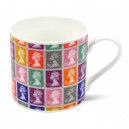 Multicoloured Stamp Bone China Mug
